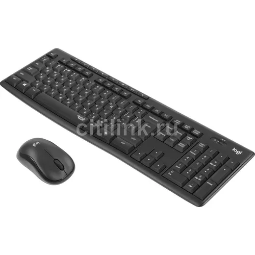 Комплект (клавиатура+мышь) Logitech MK295, USB, беспроводной, заводское нанесение кириллицы, черный [920-009807]