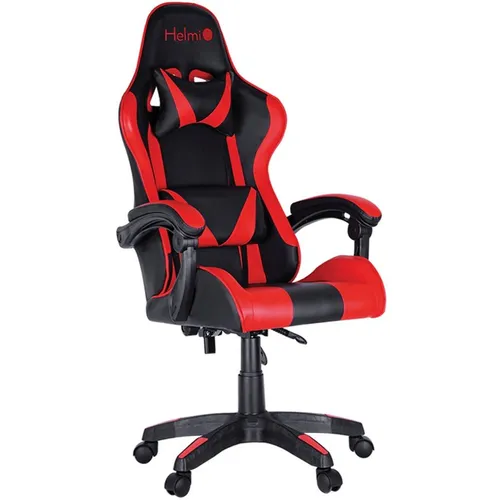 Кресло игровое HELMI Effect, экокожа, до 120кг, топ-ган люкс, шарнирные подлокотники, черный/красный