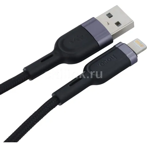 Кабель Hoco U117, Lightning (m) - USB (m), 1.2м, 2.4A, черный [ip(01481)]