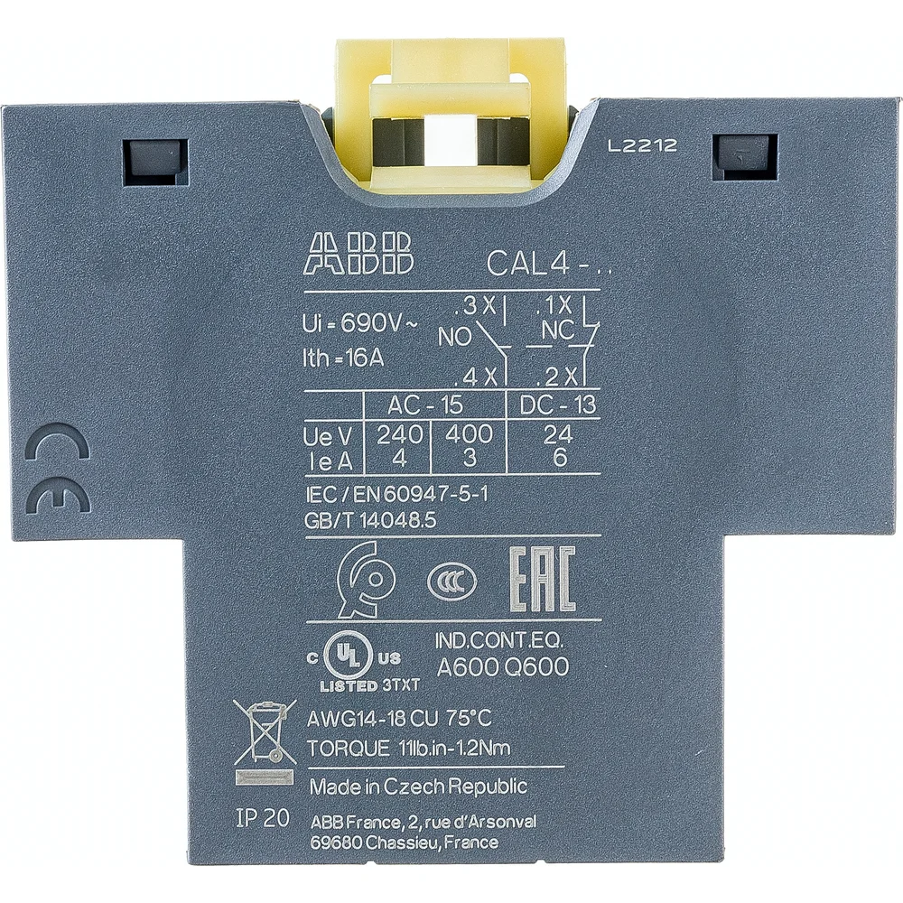 Боковой контакт для контакторов AF09-AF96 и NF ABB CAL4-11 1SBN010120R1011