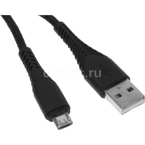 Кабель BORASCO Fishbone, micro USB (m) - USB (m), 1м, 3A, черный [38499]