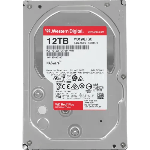 Жесткий диск WD Red Plus WD120EFGX, 12ТБ, HDD, SATA III, 3.5"