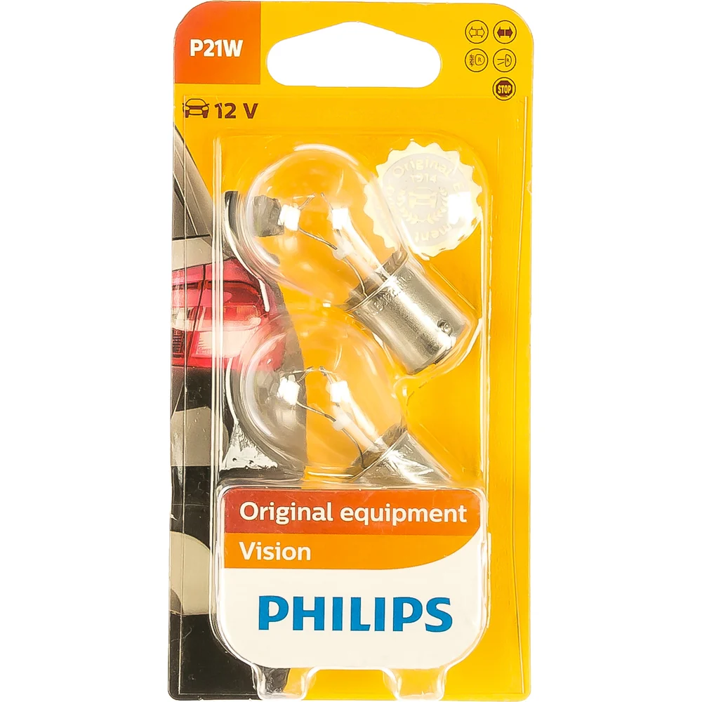 Автолампа PHILIPS P21W BA15s 12V /1/10 P-12498-2бл
