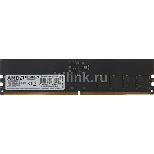 Оперативная память AMD Radeon R5 R5516G4800U1S-U DDR5 - 1x 16ГБ 4800МГц, DIMM, Ret