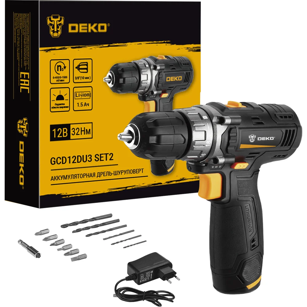 Аккумуляторная дрель-шуруповерт DEKO GCD12DU3 SET2 FU 063-4146