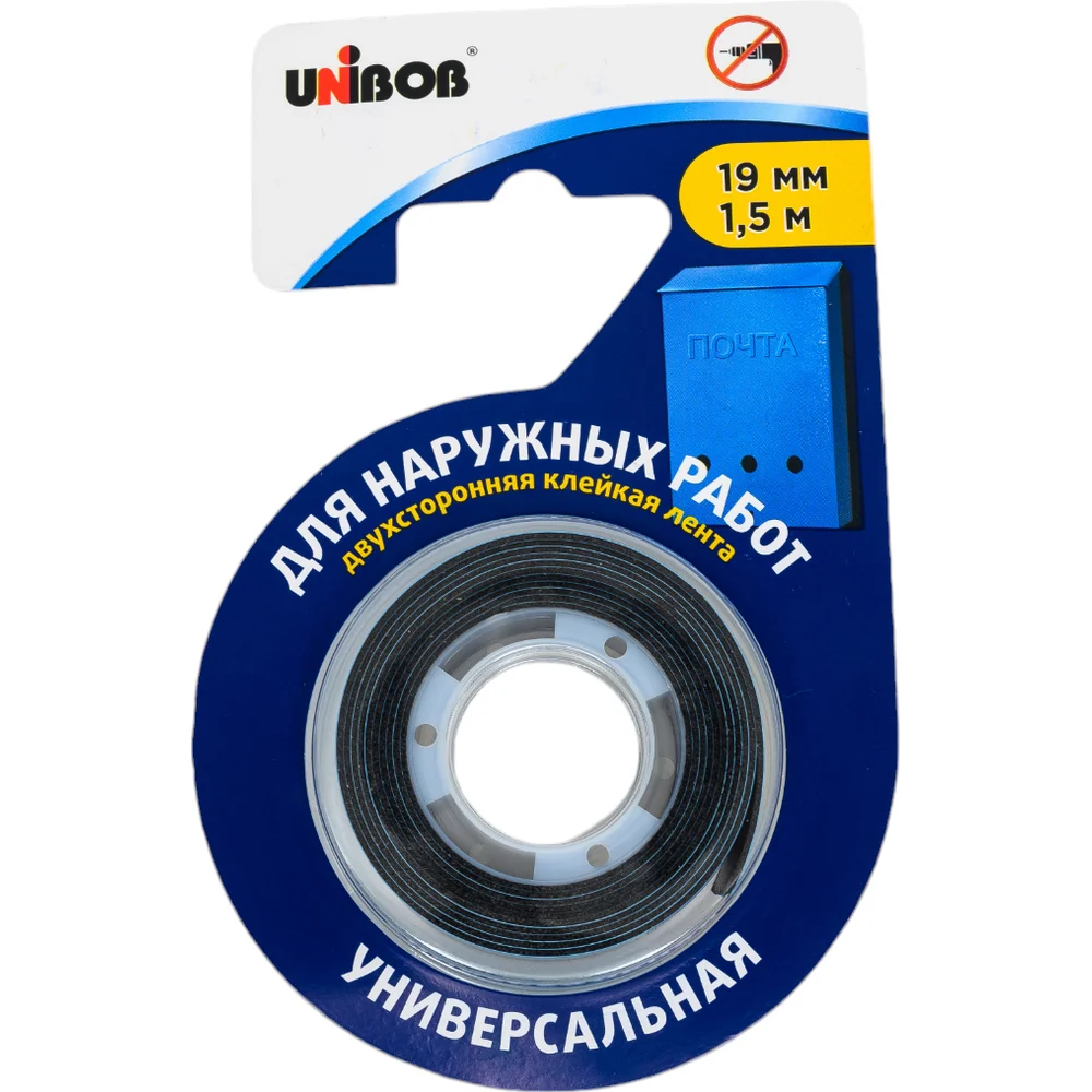 Двусторонняя вспененная клейкая лента для наружных работ Unibob 214992