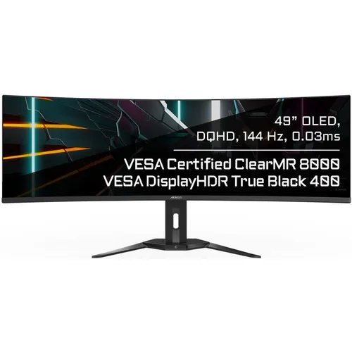 49" Монитор Gigabyte Aorus CO49DQ, 5120x1440, OLED, 144Гц, 2хHDMI, 1хDP, изогнутый, черный [20vm0-co49dqbt-1ekr]