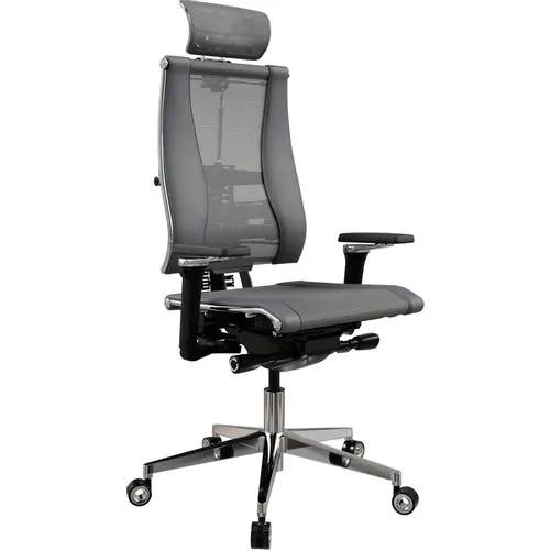 Кресло руководителя МЕТТА Yoga 4DF B2-14D - YM93+Infinity, сетка/экокожа, до 150кг, синхромеханизм, регулируемые 5D подлокотники, серый