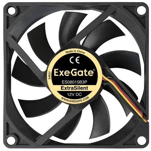 Вентилятор EXEGATE EX288923RUS 80мм, 3-pin, 1700об/мин, 17 дБ, черный, OEM