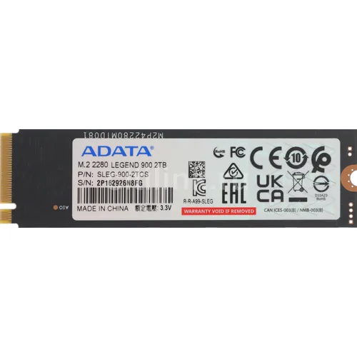 SSD накопитель A-Data Legend 900 SLEG-900-2TCS 2ТБ, M.2 2280, PCIe 4.0 x4, NVMe, M.2