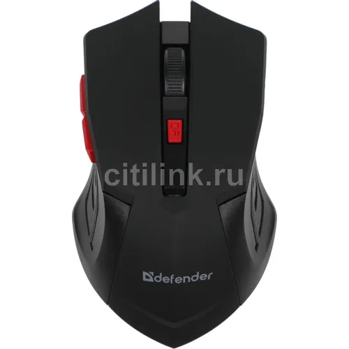 Мышь беспроводная Defender Accura MM-275, радио, оптическая, USB, 1600dpi, черный и красный [52276]