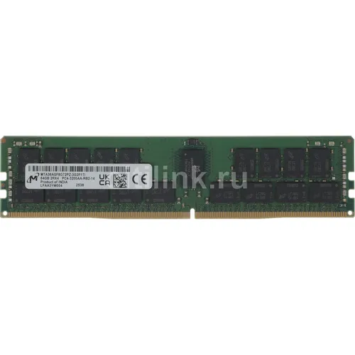 Память DDR4 Crucial MTA36ASF8G72PZ-3G2F1 64ГБ RDIMM, ECC, registered, PC4-25600, CL22, 3200МГц