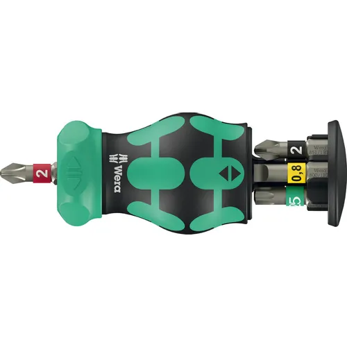 Отвертка с насадками WERA Kraftform Kompakt Stubby Magazin RA 2, внутренний шестигранник 6 предметов [we-008892]