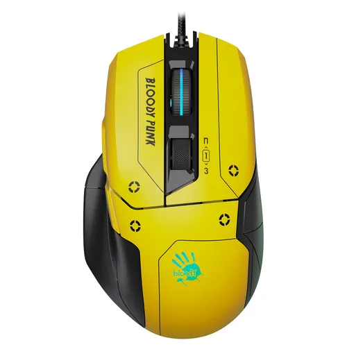 Мышь проводная A4TECH Bloody W70 Max Punk, игровая, оптическая, USB, 10000dpi, желтый и черный