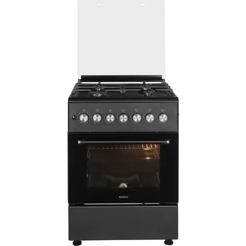 Газовая плита Nord GG 6064 Gd, газовая духовка, стеклянная крышка, чугун, графитовый