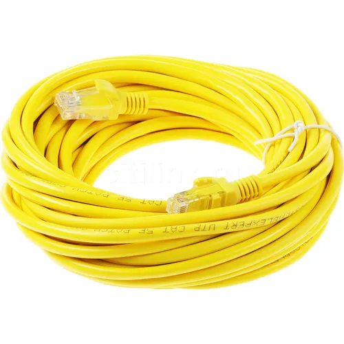 Патч-корд PREMIER PP12-10M/Y литой (molded), UTP, кат.5E, 10м, 4 пары, 26AWG, алюминий омедненный, многожильный, желтый