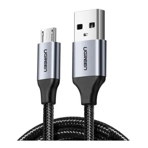 Кабель UGREEN US290, micro USB (m) - USB (m), 1.5м, 2A, серый [60147]