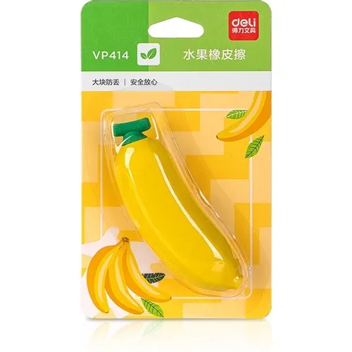 Ластик Deli VP414ban, 54x23x16мм , банан, желтый [vp414yellow] 24 шт./кор.