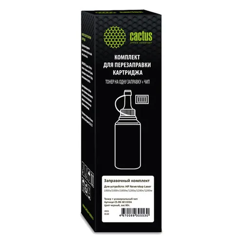 Тонер Cactus CS-RK-W1103A, для HP Neverstop Laser 1000/1200, черный, 80грамм, флакон, чип