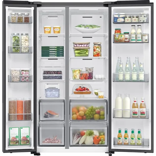 Холодильник двухкамерный Samsung RS70F65QETEO Side by Side, инверторный, серебристый