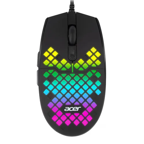 Мышь проводная Acer OMW134, игровая, оптическая, USB, 6400dpi, черный [zl.mceee.018]