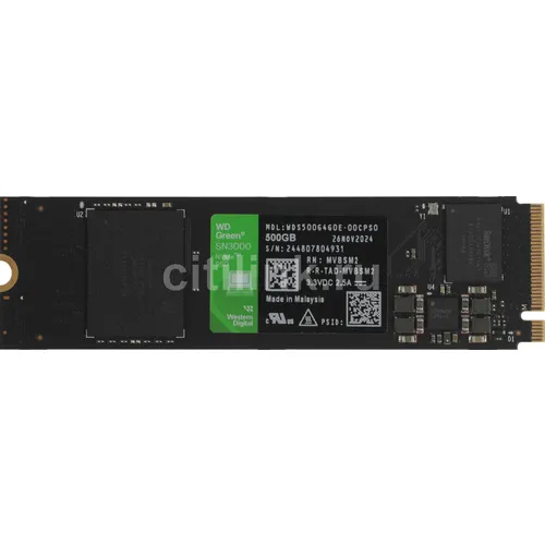 SSD накопитель WD Green SN3000 500ГБ, M.2 2280, PCIe 4.0 x4, NVMe, M.2 [wds500g4g0e]