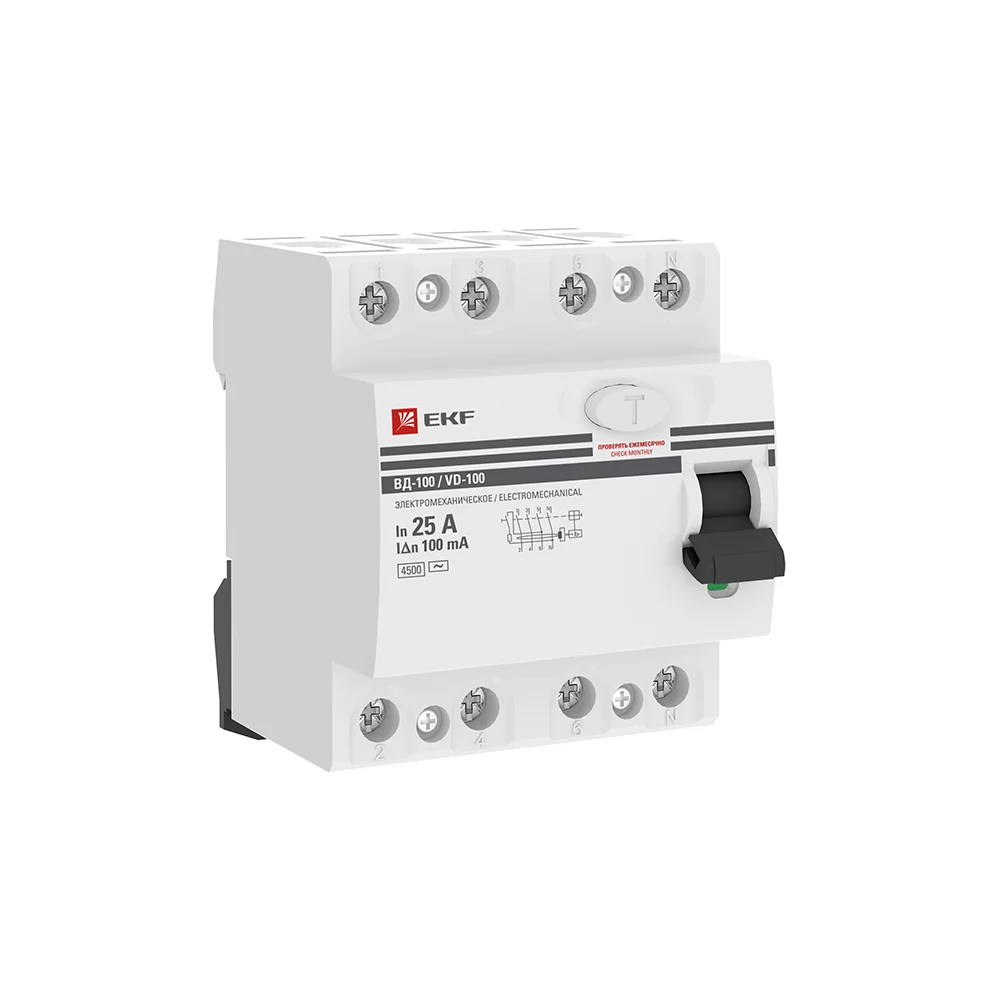Устройство защитного отключения EKF УЗО ВД-100 PROxima elcb-4-25-100-em-pro