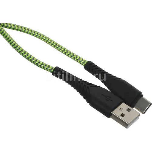 Кабель BORASCO USB Type-C (m) - USB (m), 1м, 3.25A, зеленый [52587]