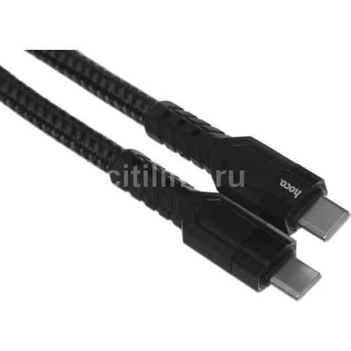 Кабель Hoco U110 Type-C to Type-C, USB Type-C (m) - USB Type-C (m), 1.2м, 3A, черный