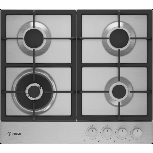 Газовая варочная панель Indesit THPM 642 W/IX/I, 4 конфорки, нержавеющая сталь, серебристый