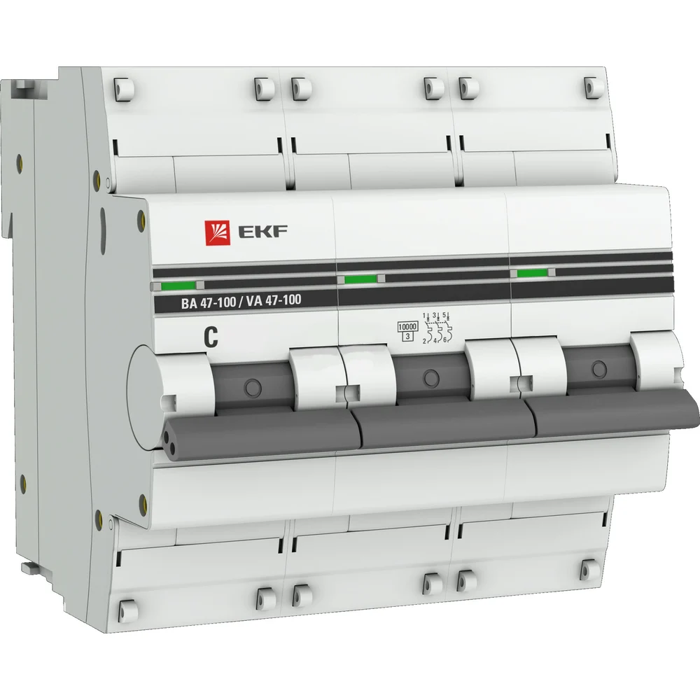 Автоматический выключатель EKF ВА 47-100 PROxima mcb47100-3-10C-pro