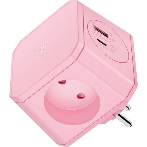 Сетевой разветвитель AGNI TP-WJ2U3E, розовый [tp-wj2u3e-pink]