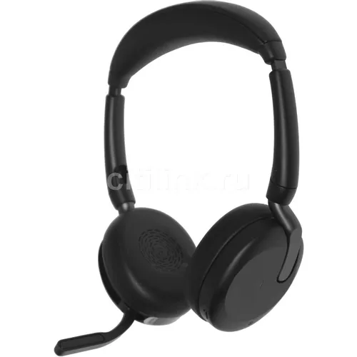 Гарнитура Jabra Evolve2 65 Flex, для компьютера/мобильных устройств, накладные, Bluetooth, черный [26699-999-999]