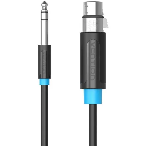 Кабель аудио VENTION Jack 6.3 (m) - XLR (f), 2м, черный [bbebh]