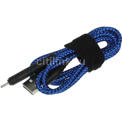Кабель BORASCO Fishbone, Lightning (m) - USB (m), 1м, 3A, синий [38509]