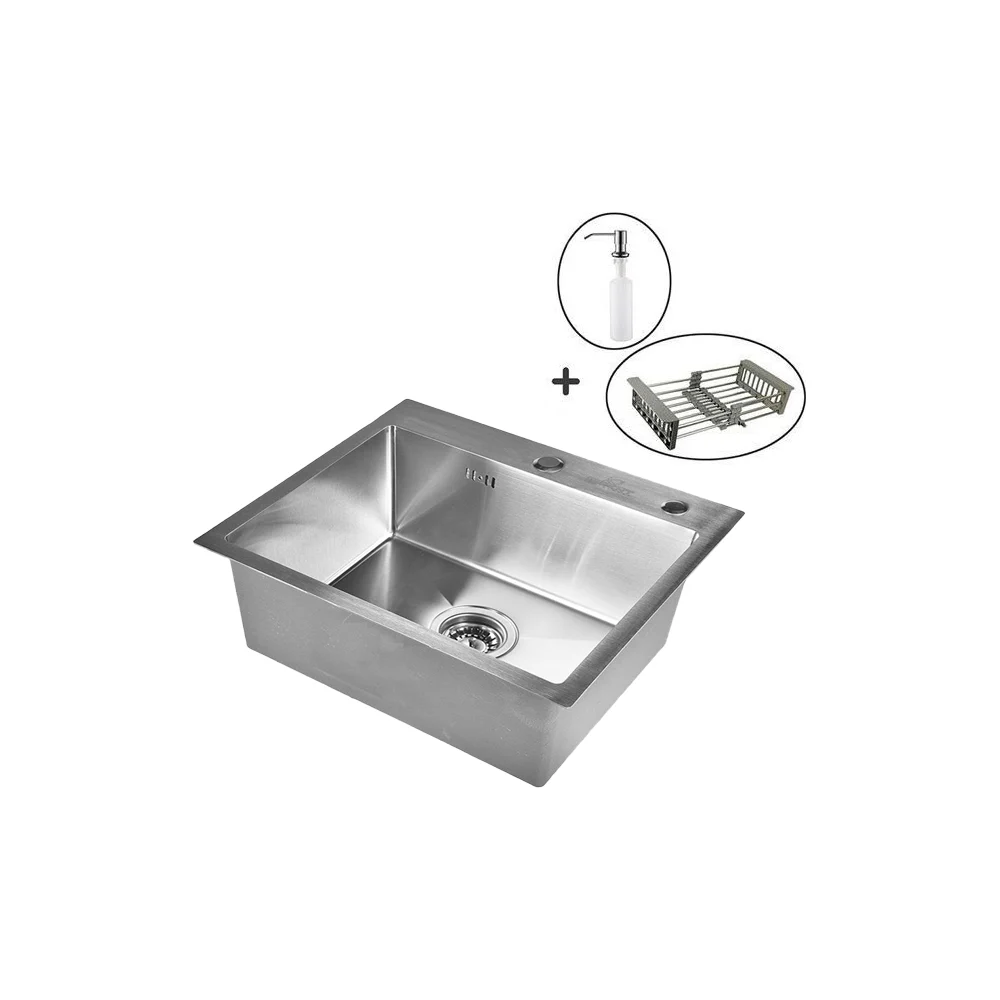 Кухонная мойка WISENT ws37050 (70x50 см) с раздвижным коландером и дозатором WS37050/WGER013/W405A/W302644