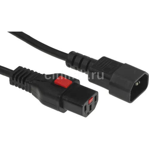 Шнур питания Lanmaster (LAN-PP13L/14-0.5-BK) C13-С14 проводник.:3x0.75мм2 0.5м 220В черный