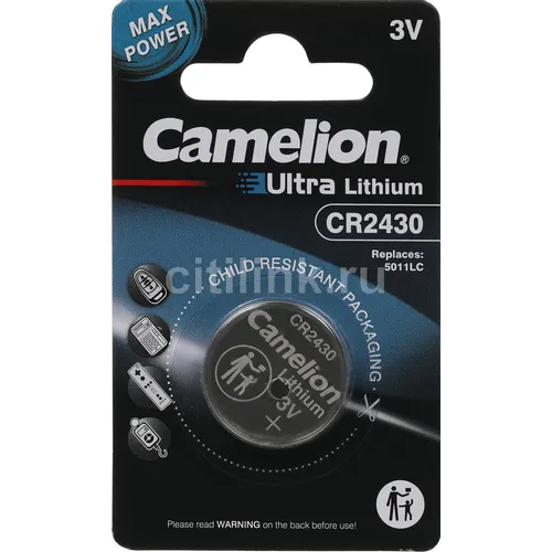 CR2430 Батарейка CAMELION Lithium CR2430-BP1, 1 шт.
