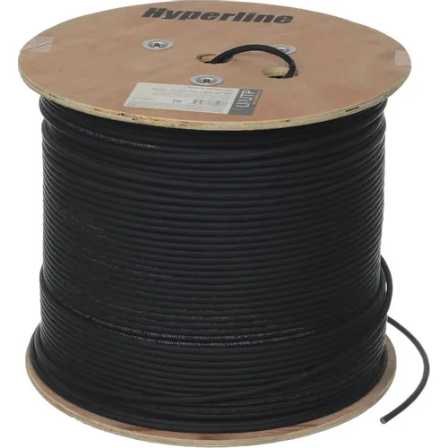 Кабель информационный Hyperline кат.6, 500м, черный [uutp4-c6-s23-out-lszh-bk-500]