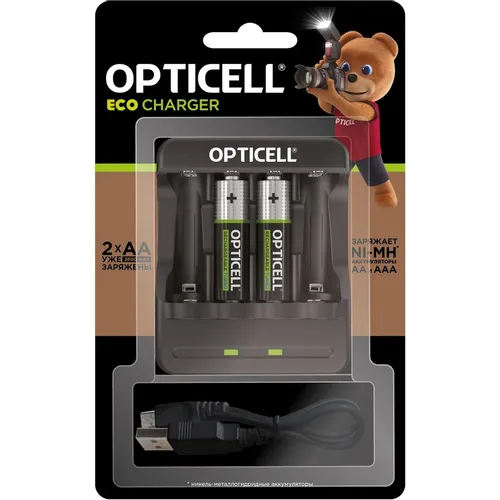 AA/AAA Аккумуляторная батарейка + Зарядное устройство OPTICELL Turbo АА 2600 mAh, 2 шт. 2600мAч