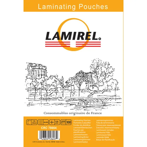 Пленка для ламинирования Fellowes Lamirel LA-7866401, 125мкм, 65х95 мм, 100шт., глянцевая