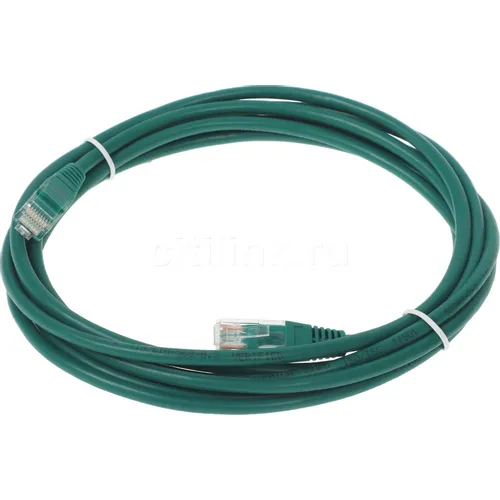Патч-корд LanMaster UTP, вилка RJ-45, вилка RJ-45, кат.5E, ПВХ, 3м, зеленый [twt-45-45-3.0-gn]