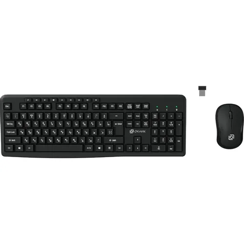 Комплект (клавиатура+мышь) Oklick 225M, USB, беспроводной, черный [1454537]