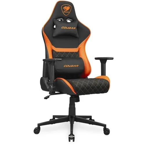 Кресло игровое COUGAR Armor One V2 F, ткань, до 120кг, топ-ган, регулируемые 4D подлокотники, черный/оранжевый
