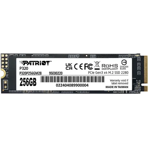 SSD накопитель Patriot P320 P320P256GM28 256ГБ, M.2 2280, PCIe 3.0 x4, NVMe, M.2