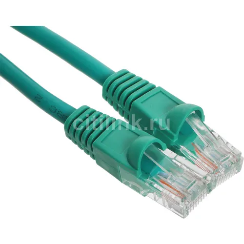 Патч-корд Buro UTP-5E-3M-GR литой (molded), UTP, кат.5E, 3м, 4 пары, 26AWG, алюминий омедненный, многожильный, зеленый