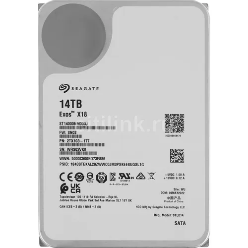 Жесткий диск Seagate Exos X18 ST14000NM000J, 14ТБ, HDD, SATA III, 3.5"