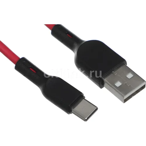 Кабель BORASCO USB Type-C - USB (m), 1м, 3A, красный [38516]