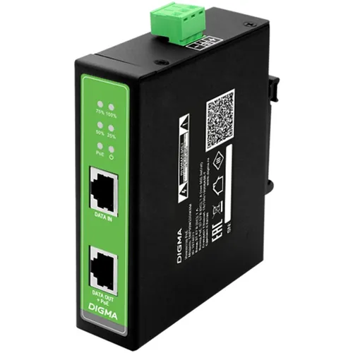 Инжектор PoE Digma DNP90W48GDXM 10/100/1000BASE-T 90Вт 37-57В (DC)