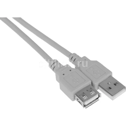 Кабель USB2.0 USB A(m) - USB A(f), 3м, серый